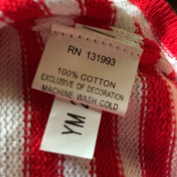 Mud Pie red and white stripe Christmas cardigan sweater with green trim 0-6 M - Picture 8 of 9